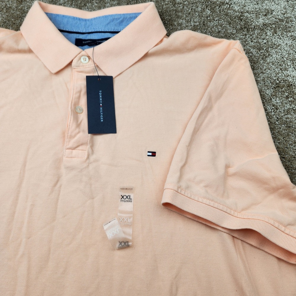 Tommy Hilfiger Mens Slim Fit Polo Shirt Peach Orange XXL New NWT C8378A6374 887